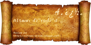 Altman Árpád névjegykártya